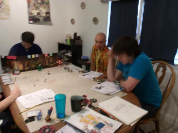 DnD with my bros.  An unpictured participant made lego figures of our characters and gave mine hair.  I threw that shit away in like a second.  Bald is beautiful.