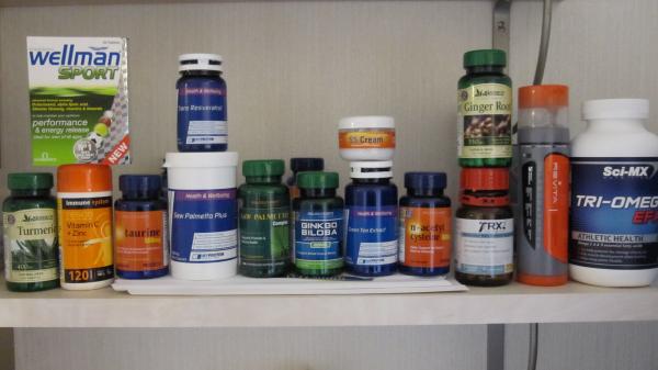 Turmeric, Wellman Sport, Vitamin C + Zinc, Taurine, Resveratrol, Saw Palmetto Plus, Saw Palmetto Complex, Ginkgo Biloba, Green Tea Extract, Spiro S5, NAC, TRX2, Ginger, Revita Sampoo, Tri-Omega EFA